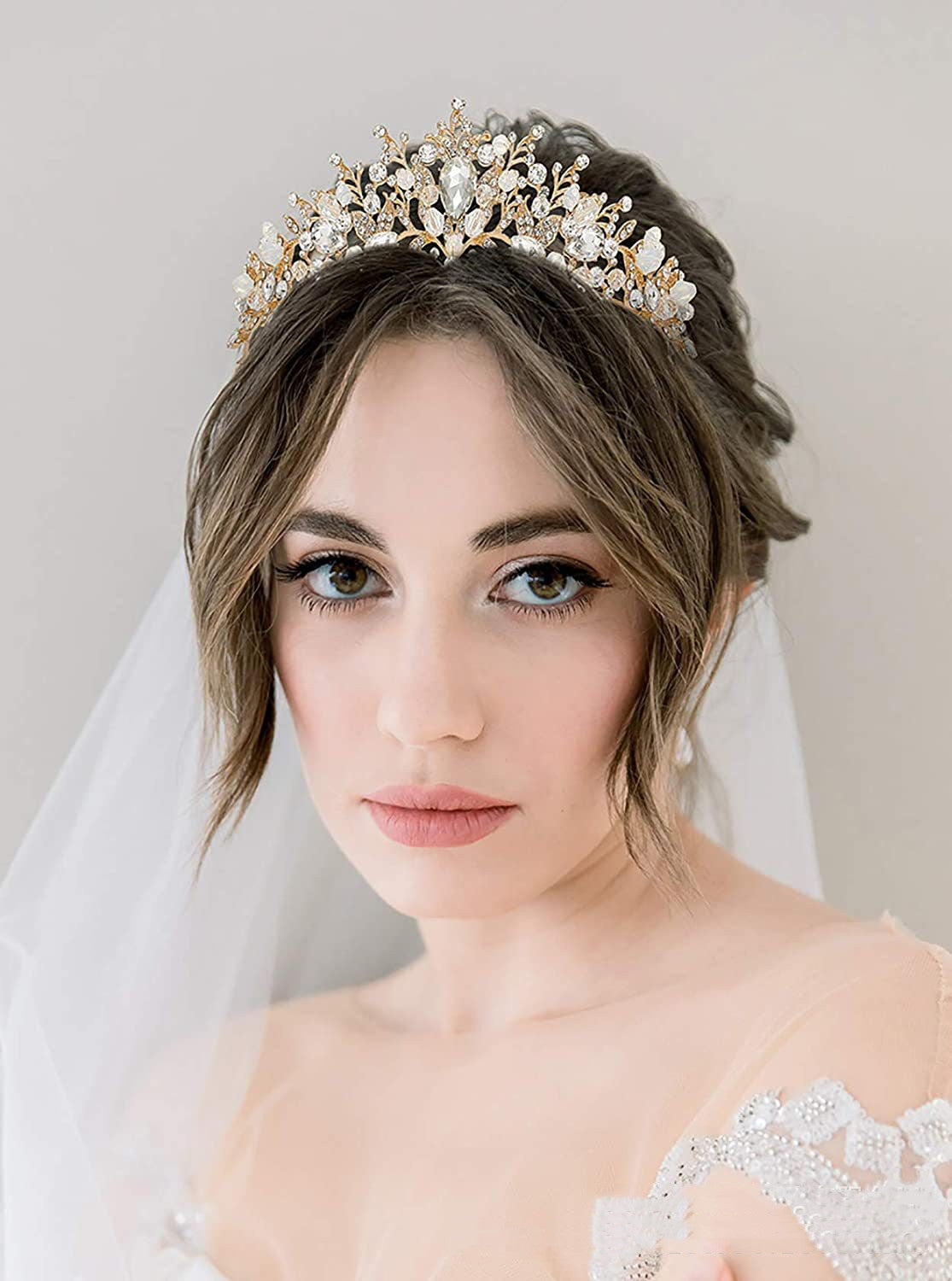 Women's Rhinestone Pearl Handmade Crown