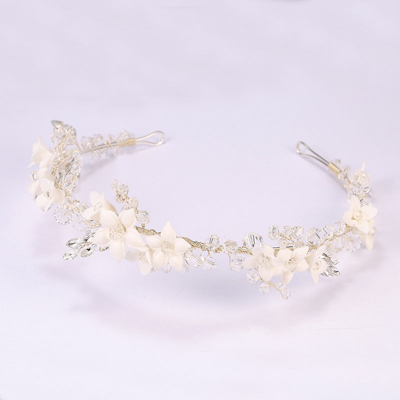 Women's White Crystal Pearl Bridal Tiara