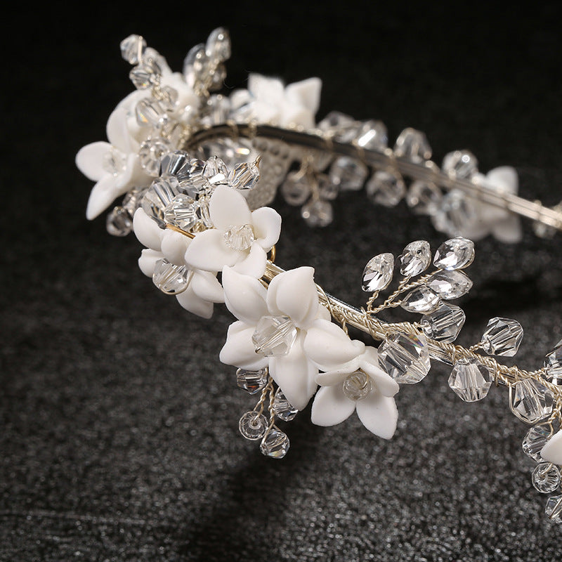 Women's White Crystal Pearl Bridal Tiara