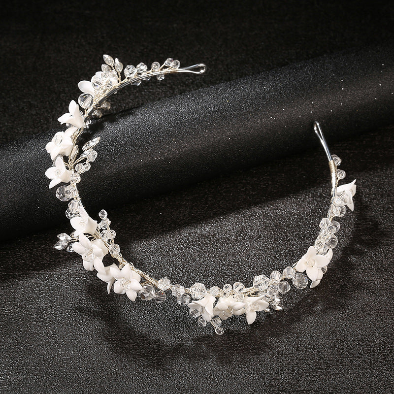 Women's White Crystal Pearl Bridal Tiara
