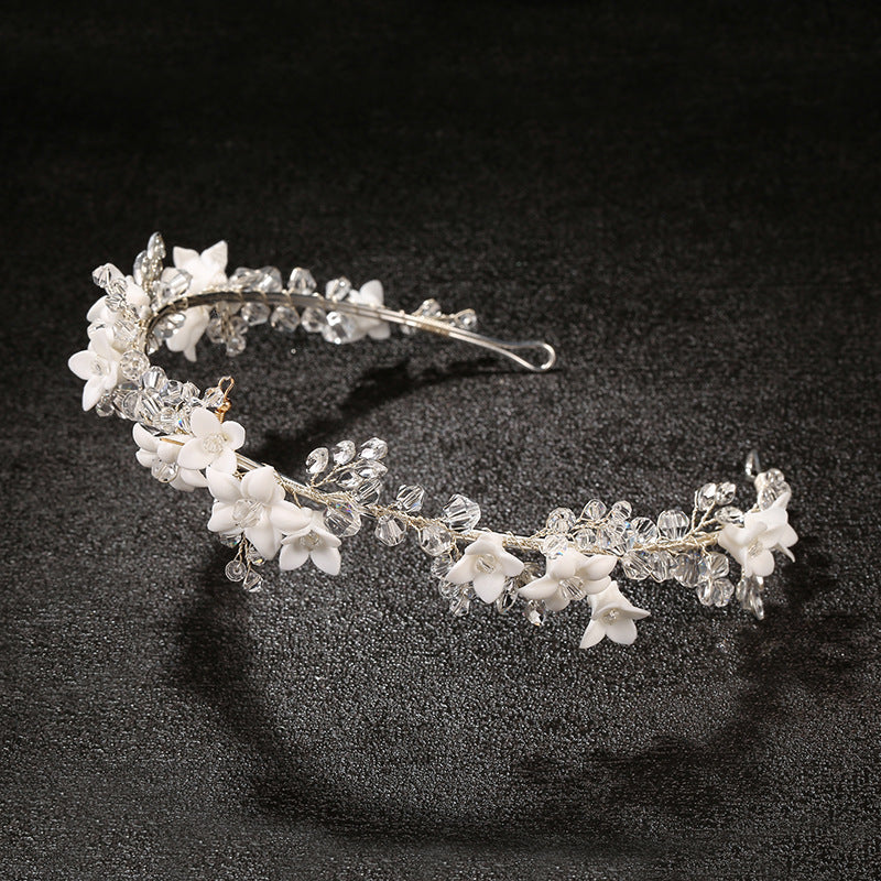 Women's White Crystal Pearl Bridal Tiara