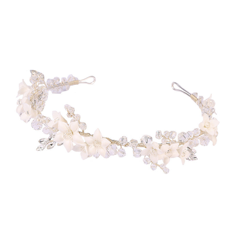 Women's White Crystal Pearl Bridal Tiara
